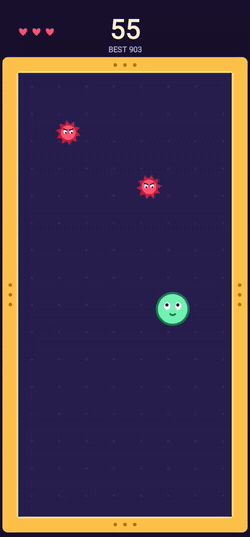 Don't Squish Bob gameplay — drag the walls inward to crush spikes while Bob shelters underneath