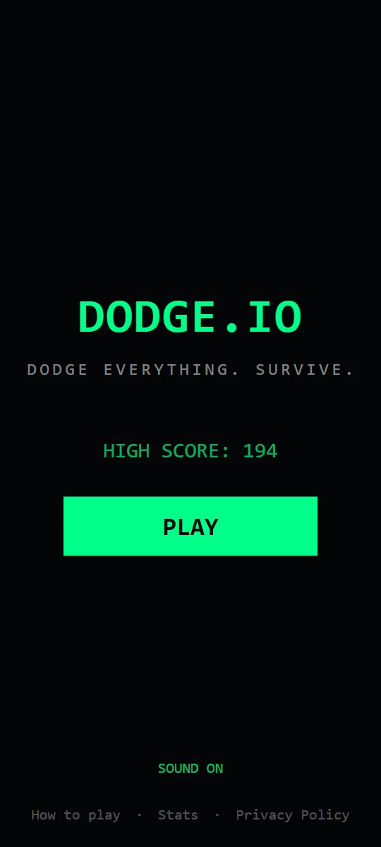DODGE.IO menu screen