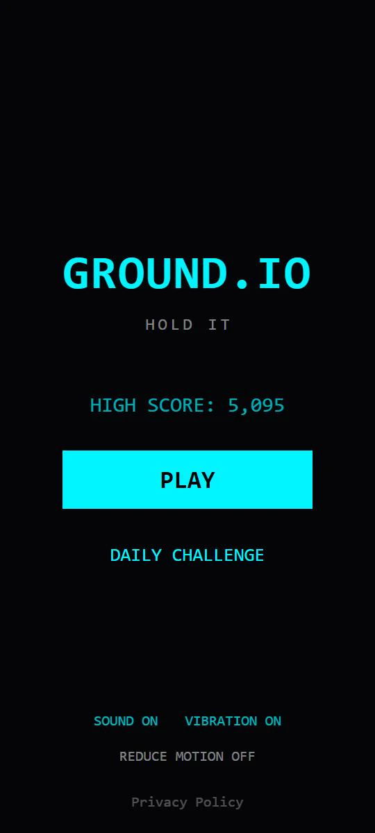 GROUND.IO menu screen