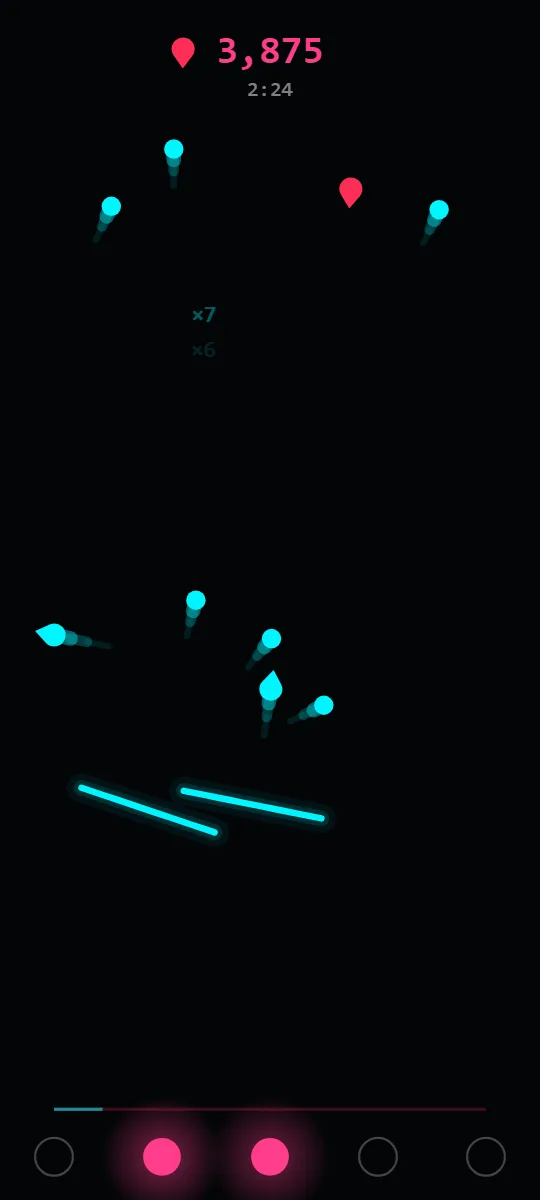 INK.IO gameplay with a pink score and pink lamps