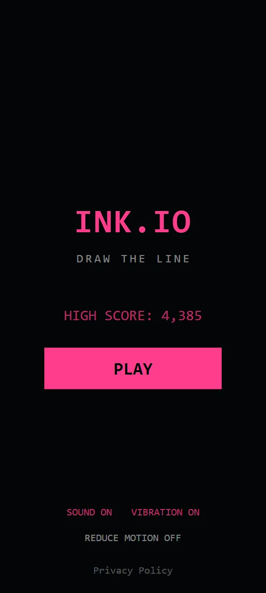 INK.IO menu screen