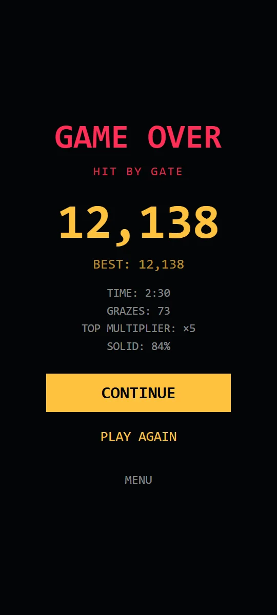 PHASE.IO game over screen