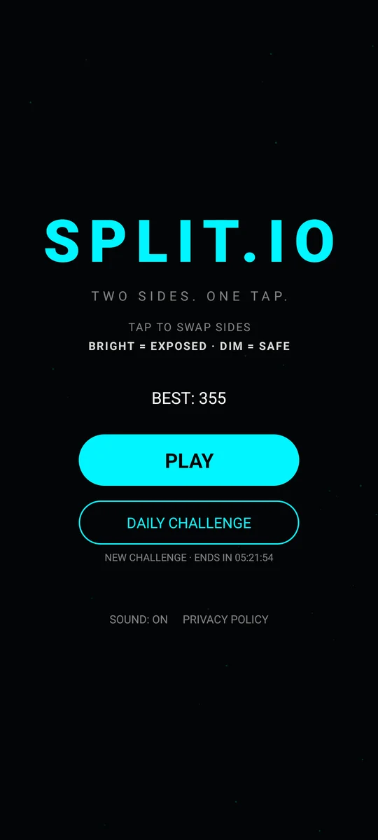 SPLIT.IO menu screen